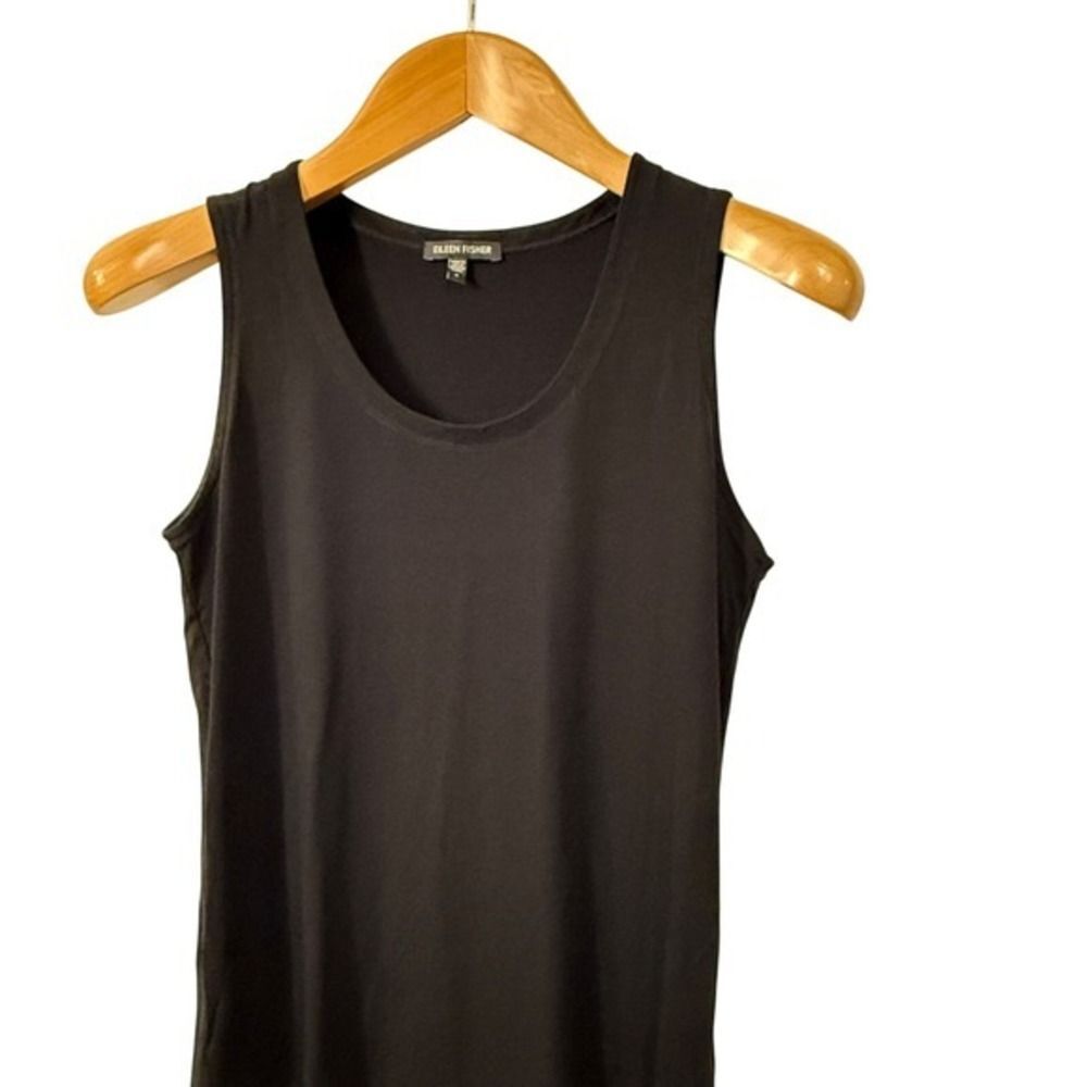 Eileen Fisher Black Minimalist‎ Sleeveless Top Size S Stretch Soft Office Casual